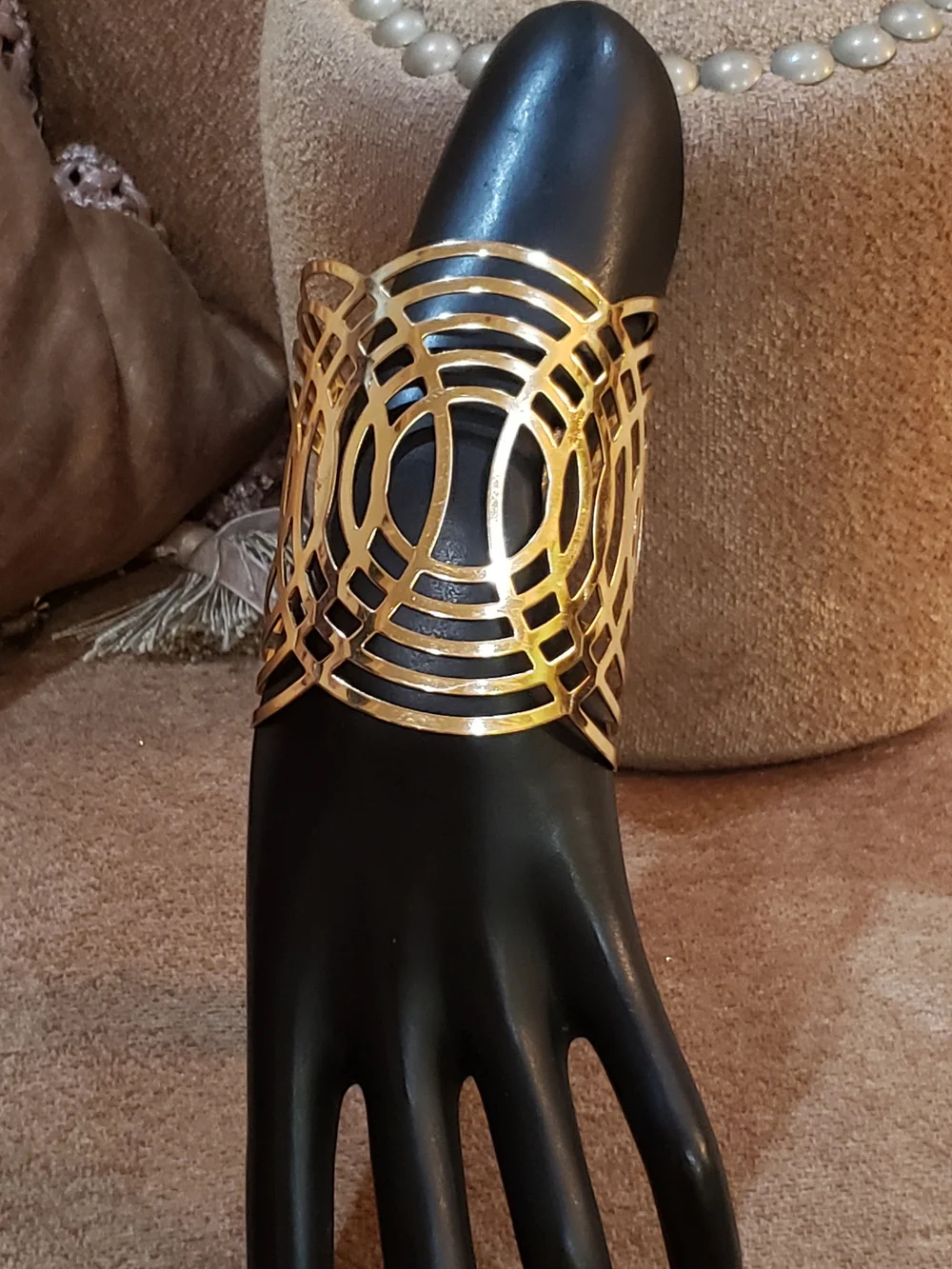 Gold and Silver Metal Cutout Cuff Bracelets